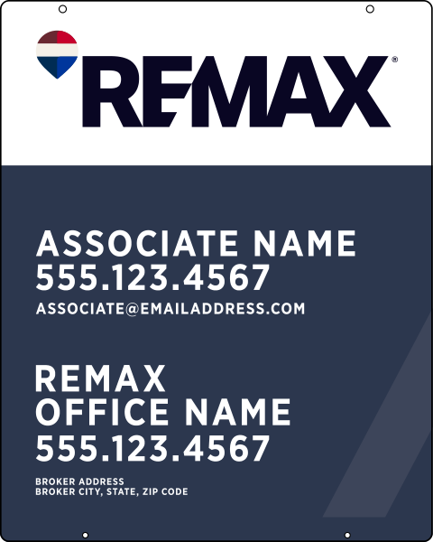 Hanging Associate Name w Broker Address Sign Panel, 30h x 24w, Steel